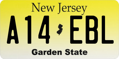 NJ license plate A14EBL