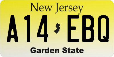 NJ license plate A14EBQ
