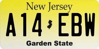 NJ license plate A14EBW