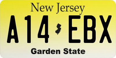 NJ license plate A14EBX