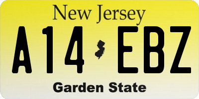 NJ license plate A14EBZ