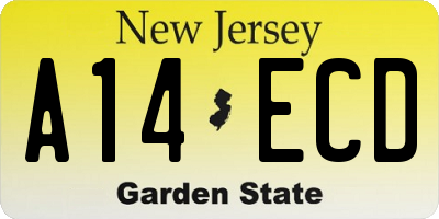 NJ license plate A14ECD