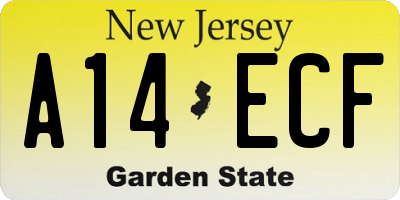 NJ license plate A14ECF