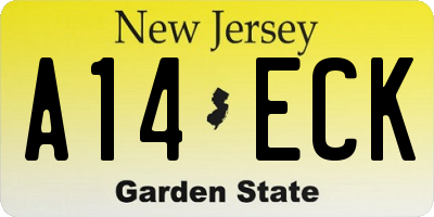 NJ license plate A14ECK