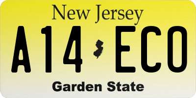 NJ license plate A14ECO