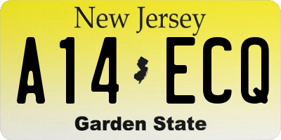 NJ license plate A14ECQ