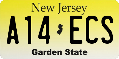 NJ license plate A14ECS