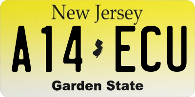 NJ license plate A14ECU