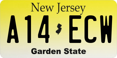 NJ license plate A14ECW