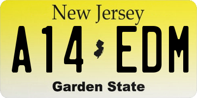 NJ license plate A14EDM