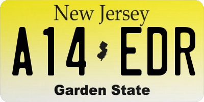 NJ license plate A14EDR