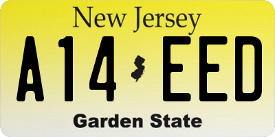 NJ license plate A14EED