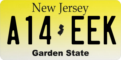NJ license plate A14EEK