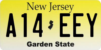 NJ license plate A14EEY