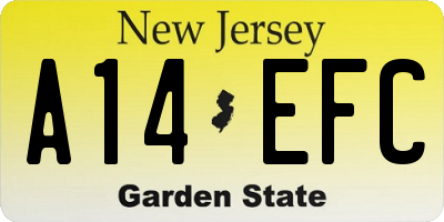 NJ license plate A14EFC