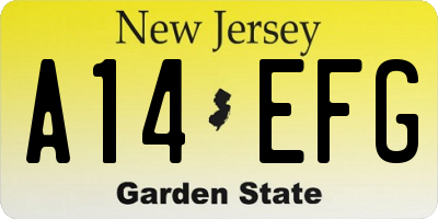 NJ license plate A14EFG