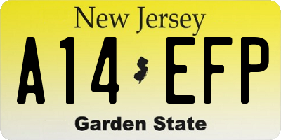 NJ license plate A14EFP