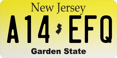 NJ license plate A14EFQ