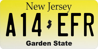NJ license plate A14EFR