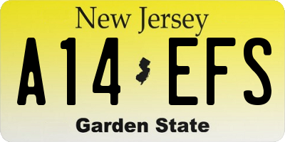 NJ license plate A14EFS