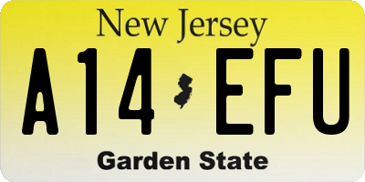 NJ license plate A14EFU