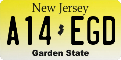 NJ license plate A14EGD
