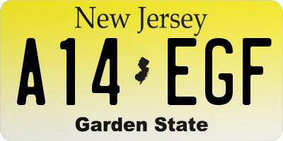 NJ license plate A14EGF