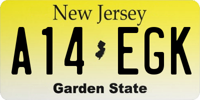 NJ license plate A14EGK
