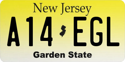 NJ license plate A14EGL