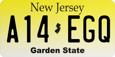 NJ license plate A14EGQ