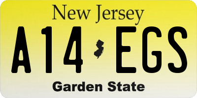 NJ license plate A14EGS