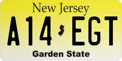 NJ license plate A14EGT