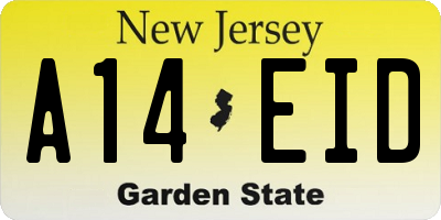 NJ license plate A14EID