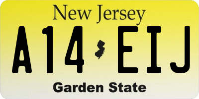 NJ license plate A14EIJ
