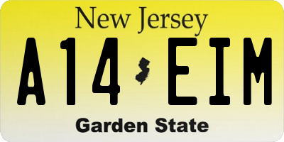 NJ license plate A14EIM