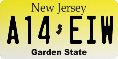 NJ license plate A14EIW
