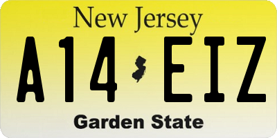 NJ license plate A14EIZ