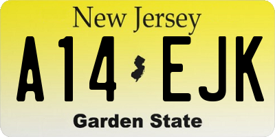 NJ license plate A14EJK