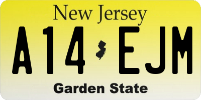 NJ license plate A14EJM