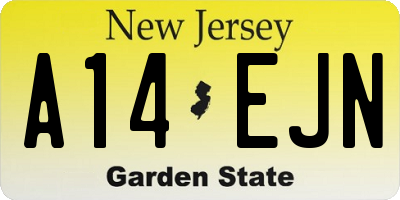 NJ license plate A14EJN