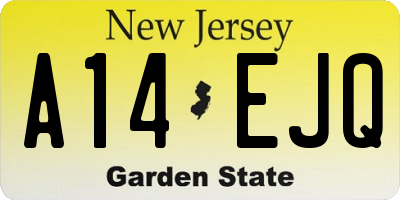 NJ license plate A14EJQ