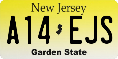 NJ license plate A14EJS