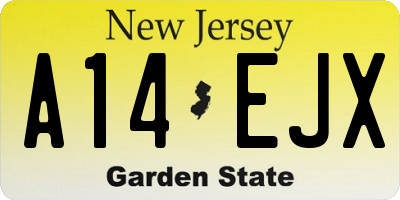 NJ license plate A14EJX