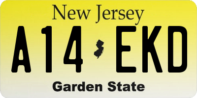 NJ license plate A14EKD