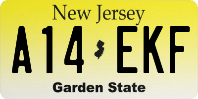 NJ license plate A14EKF