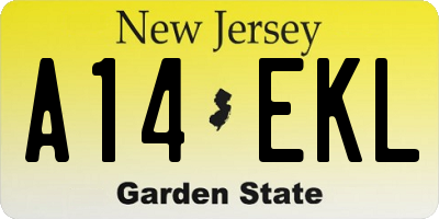 NJ license plate A14EKL