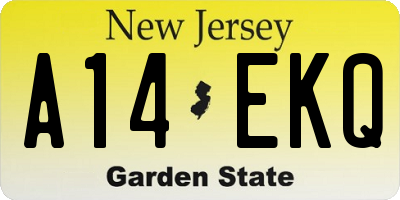 NJ license plate A14EKQ