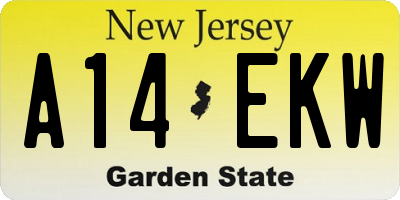 NJ license plate A14EKW