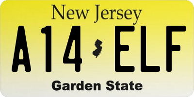 NJ license plate A14ELF