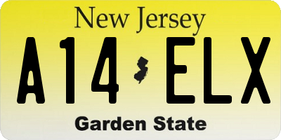 NJ license plate A14ELX